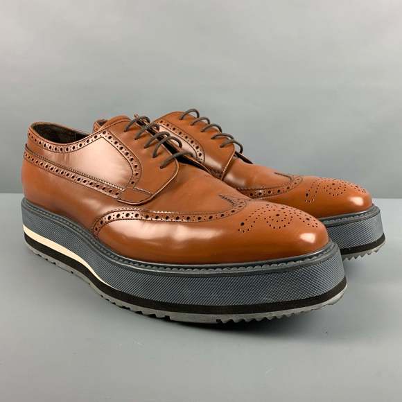 PRADA Other - PRADA Tan Perforated Leather Wingtip Lace Up Shoes